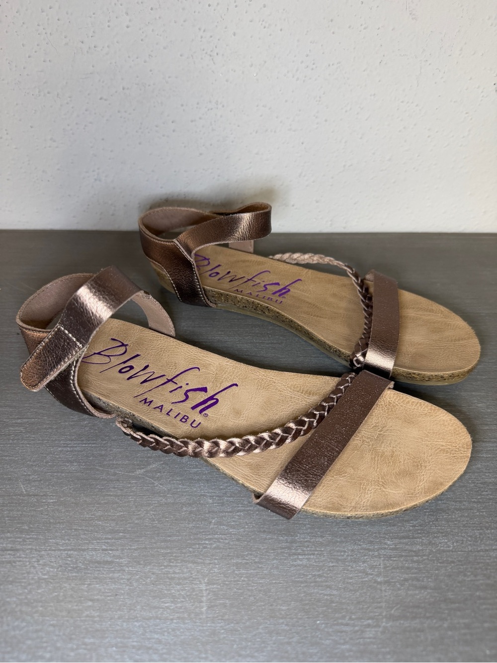Blowfish Malibu Sandals Womens Size 8.5 Brown Braided Ankle Strap Shoes